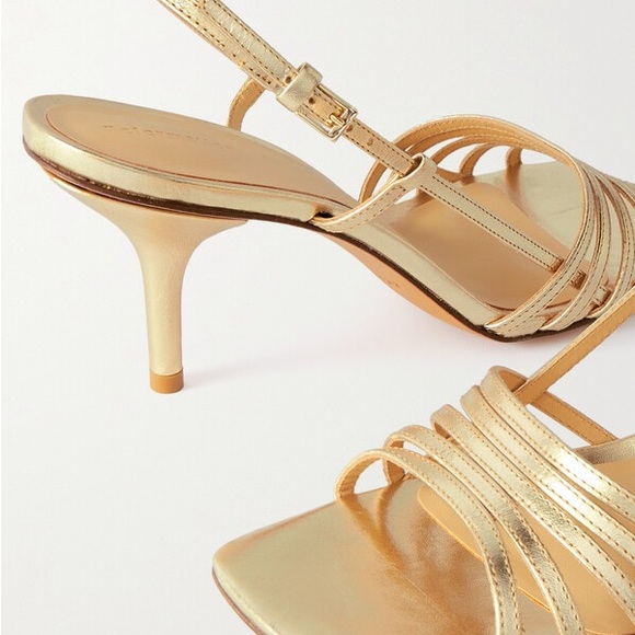 Reformation Elsie Metallic Leather Slingback Sandals - Gold - Picture 4 of 10